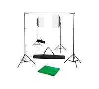 Fotostudioset met softboxlampen en achtergrond3055054