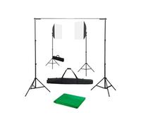 Fotostudioset met softboxlampen en achtergrond3055060
