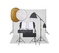 vidaXL Kit de studio photo avec éclairage toile de fond et réflecteur