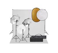 vidaXL Kit de studio photo avec éclairage toile de fond et réflecteur