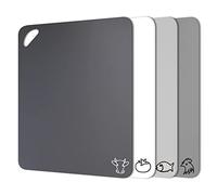 Fotouzy Tapis de Planche à DéCouper en Plastique avec IcôNes Alimentaires, Lot de 4, Sans BisphéNol A, Non Poreux, Dos 100% AntidéRapant Et RéSistant Au Lave-Vaisselle, Couleurs Neutres Modernes