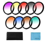 Fotover Kit de 9 filtres de couleur gradués pour appareil photo reflex numérique Canon, Nikon, Sony, Pentax, Olympus, Fuji avec pochette de filtre et chiffon de nettoyage pour objectif