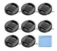 Fotover Lens Cap Bundle, Lot de 8 Universel Snap on Avant Centre Pincez Objectif avec Housse de Microfibre Chiffon de Nettoyage d'objectif pour Canon Nikon Sony Olympus DSLR Camera