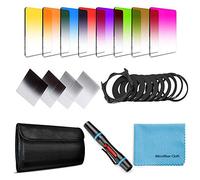 Fotover Lot de 14 filtres carrés gradués ND pour Cokin P Series avec anneaux adaptateurs (49-82 mm), porte-filtre, stylo de nettoyage d'objectif et autres accessoires pour appareils photo reflex