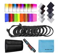 Fotover Lot de 24 filtres carrés, filtres ND, gradué, kit de filtre d'objectif couleur pour la série Cokin P avec anneaux d'adaptation (49-82 mm), porte-filtre, stylo pour