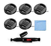 Fotover - Lot de 5 bouchons d’objectif universels avec chiffon microfibres et stylo de nettoyage pour appareil photo Canon, Nikon, Sony, Olympus