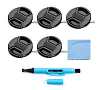 Fotover - Lot de 5 bouchons d’objectif universels avec chiffon microfibres et stylo de nettoyage pour appareil photo Canon, Nikon, Sony, Olympus