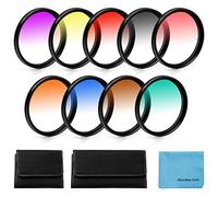 Fotover Lot de 9 filtres colorés gradués pour Appareil Photo Reflex numérique Canon, Nikon, Sony, Pentax, Olympus, Fuji 67 mm + Pochette de Filtre d'objectif + Chiffon de Nettoyage