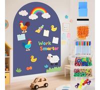 FOTSHARER Autocollant mural magnétique 100 x 80 cm Tableau noir magnétique pour mur de jeu avec lettres et craie de 12 couleurs pour salle de jeux, maison, bureau, école