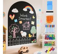 FOTSHARER Autocollant mural magnétique Arche Tableau noir adhésif Noir Papier peint magnétique Tableau noir pour la maison, la salle de jeux, la salle de classe 100 x 80 cm