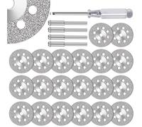 FOTYBEI 545 Lot de 20 meules diamantées (20 mm) avec mandrin 402 (3 mm) et tournevis pour outil rotatif Dremel disques de coupe de verre