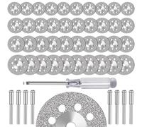 FOTYBEI Lot de 40 disques de coupe diamant 545 20/22/25/30 mm avec mandrin 402 (3 mm) 8 pièces et tournevis pour outil rotatif Dremel pierre verre disques de coupe