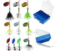 FouceClaus Lot de 10 leurres de pêche avec boîte de Rangement, Bar, Truite, Saumon, métal Dur