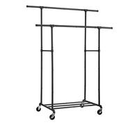 FOUCSSOMEI Portant à vêtements robuste en tuyau industriel avec étagère, de qualité commerciale, pour accrocher des vêtements, présentoir de rangement, noir, 1YJ02B