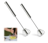 Fouet 2 pcs Batteur Manuel - Fouet Semi-Automatique - Fouet à Spirale -25 cm + 30 cm - Pour Mélanger, Battre, Mousser et Fouetter Facilement Fouet Cuisine