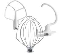 Fouet à fil K5AWW, batteur plat K5AB, crochet pétrisseur K5ADH C, compatible avec le mixeur vertical bol relevable KitchenAid K5 KSM50 KSM5 de 4,8 L