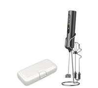 Fouet à Main,Batteur à œUfs,Mousseur à Lait Domestique Mini Mixeur éLectrique Mousseur à CrèMe Rechargeable à Trois Vitesses Avec support métallique et boîte de rangement Pour Lattes