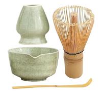 Fouet à matcha, ensemble en céramique, kit à matcha, bol avec bec, support, fouet en bambou élégant