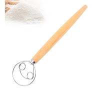 Fouet à pâte à - Mélangeur à pâtisserie en acier inoxydable, mélangeur à manche en bois, outil à bobine de style danois avec poignée ergonomique | Agitateur de cuisson manuel, crochet à pétrir en