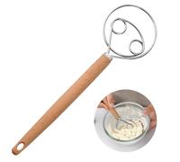 Fouet à pâte danois, fouet à pâte danois, fouet hollandais de 25,4 cm, batteur à œufs avec poignée en plastique, mixeur, en acier inoxydable, double trou pour pâte à pain, pâtisserie ou pâte à pizza