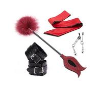 Fouet à plumes + Bracelet en cuir Ruban à cheveux en satin Lot de 4