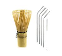 Fouet à thé Matcha en bambou + 4 pailles en inox Youdoit