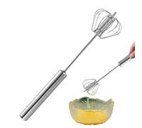 Fouet à œufs - Mélangeur manuel | Batteur à œufs en acier inoxydable | Mélangeur rotatif PushxMixer adapté pour la cuisson, mélanger les œufs, les crèmes et les sauces dans les cuisines