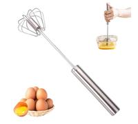 Fouet à œufs semi-automatique en acier inoxydable - Fouet rotatif pour la cuisson de la cuisine - Outil mélangeur à main pour battre les œufs et le lait - Pour les amateurs de cuisine (argent, 30,5 cm