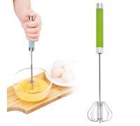Fouet à œufs semi-automatique en acier inoxydable - Fouet rotatif pour la cuisson de la cuisine - Outil mélangeur à main pour battre les œufs et le lait - Pour les amateurs de cuisine (vert, 35,6 cm)