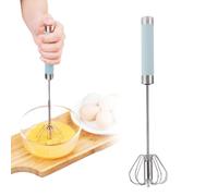 Fouet à œufs semi-automatique en acier inoxydable - Fouet rotatif pour la cuisson de la cuisine - Outil mélangeur à main pour battre les œufs et le lait - Pour les amateurs de cuisine (bleu, 30,5 cm)