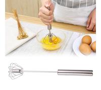 Fouet, Batteur à œufs Manuel en Acier Inoxydable, Batteur Manuel Semi-Automatique Batteur Rotatif Multifonctionnel Fouet Magiqu pour Fouetter, Battre et Mélanger (Silber, 10in)