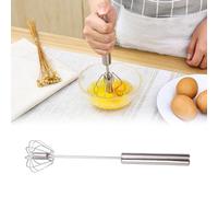 Fouet, Batteur à œufs Manuel en Acier Inoxydable, Batteur Manuel Semi-Automatique Batteur Rotatif Multifonctionnel Fouet Magiqu pour Fouetter, Battre et Mélanger (Silber, 12in)