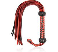 Fouet BDSM Simulacre Cuir 23 in Rouge Noir Ergonomique pour Couples Adultes