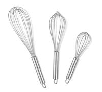 Fouet Cuisine Professionnel, Acier Inoxydable Fouet Lot de 3(20cm/ 25cm/ 31cm), Fouet pour Mélanger, Remuer la Pâte, les Œufs, Mousser, Fouetter, Argent