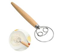 Fouet Danois, Dough Whisk Ensemble, Mélangeur de Pâte, Fouet à Pâte en Acier Inoxydable à Double Yeux, Oeufs avec Poignée en Bois Fouets, Accessoires pour Mélangeur, pour Pain, Gâteaux, Pizzas