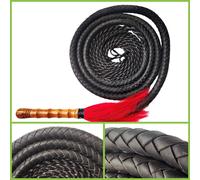 Fouet D'art Martial Wushu,Fouet De Kung Fu,Fouets De Fitness En Cuir De Vachette Véritable,Fouet De Troupeau De Contribuables Sonores,Manche En Bois,Kun Master - Type Black Length 200cm