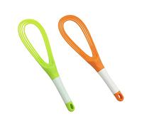 Fouet de cuisine torsadé, 29 cm, en plastique épais, batteur à œufs, anti-adhésif, pour mélanger, mélanger, mélanger, mélanger, mélanger, mélanger, vert + orange