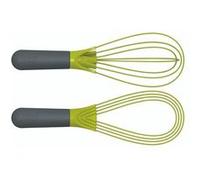Joseph Joseph Fouet Twist 2-en-1 – fouet plat et ballon, silicone, gris/vert