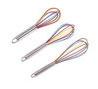Fouet en silicone coloré 3pcs, Fouet de cuisson de cuisine, Grand mini ustensiles de cuisson moyens, Convient pour remuer la pâte, mélanger la sauce, faire mousser le lait