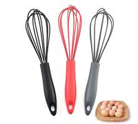 Fouet en Silicone, Fouet Patisserie Ustensile Cuisine Ballon Fouet à Oeufs, Batteur Manuel à Oufs pour Mélanger Fouetter Battre en Remuant, pour Cuisiner, Mélanger, Fouetter, Battre (3PCS)