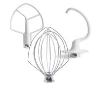 Fouet K5AWW, batteur plat K5AB, crochet pétrisseur en C K5ADH, compatibles avec les batteurs verticaux à cuve relevable K5, KSM50 et KSM5 de 4,8 L
