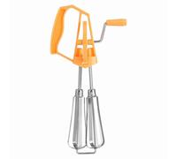 Fouet Manuel Rotatif en Acier Inoxydable, Batteur d'Œufs, Ustensile de Cuisine, Blanc ou Orange - Rotation Automatique, Facile à Utiliser, Gain de Temps et Efficacité (Orange)