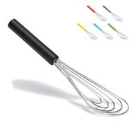 Fouet Plat Avec Manche en Silicone Antidérapant 25,4 cm - 5 Fils Avec 10 Têtes Pour la Cuisine (Noir)