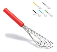 Fouet plat en silicone antidérapant 25,4 cm - Fouet à 5 fils avec 10 têtes pour la cuisine Couleur rouge Jell-Cell