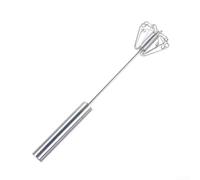 Fouet rotatif manuel en acier inoxydable, batteur à œufs, mélangeur manuel pour crème mousseuse, matcha, protéiné, outil de cuisson - Argenté - 27 cm