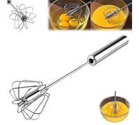 Fouet semi-automatique en acier inoxydable - Outil de Wisking - Fouet à œufs à main - Batteur à œufs multifonction pour la cuisine, la maison, le lait d'œuf (mélange)