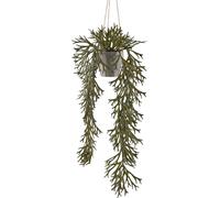 Fougère en bois 70 cm en vert olive - Plante artificielle fidèle à la nature dans un pot en plastique gris 10,5 cm