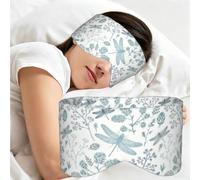 Fougère Libellule Bleue Botanique, Masque de sommeil pour la maison, les voyages et le travail posté, couvrant entièrement les yeux et bloquant la lumière