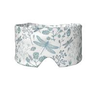 Fougère libellule bleue botanique,Masque pour les yeux bloquant la lumière Cache-yeux et cache-oreilles pour le sommeil