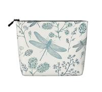 Fougère Libellule Bleue Botanique,Trousse de Toilette de Voyage Portable, Imitation Lin, en Lin.